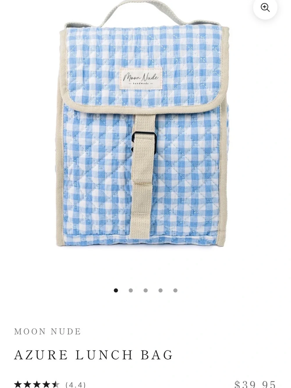 Moon Nude Kids Quilted Strawberry Print Pink/Azure Lunch Box